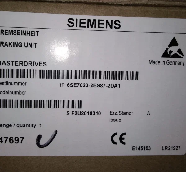 6SE7023-2ES87-2DA1 NEW SIEMENS SINAMICS SIMOVERT MASTERDRIVES Braking Module