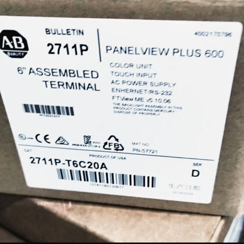 NEW Unopened AB 2711P-T6C20A Panelview Plus 600 2711P-T6C20A AB PLC US 1 s l800 7890