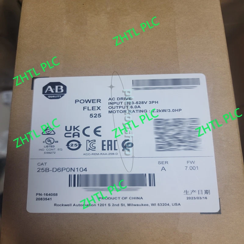 New In Box Sealed AB 25B-D6P0N104 525 2.2kW 3Hp AC Drive PLC 1 s l800 8313