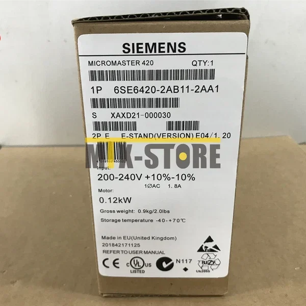 Unopened New Siemens 6SE6420-2AB11-2AA1 220V 0.12KW 6SE6 420-2AB11-2AA1