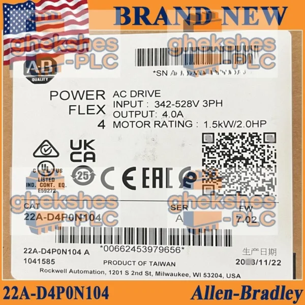 New NEW PLC22A-D4P0N104 Ser A PowerFlex 4 AC Drive 480V 4A 1.5kW FRN 7.02